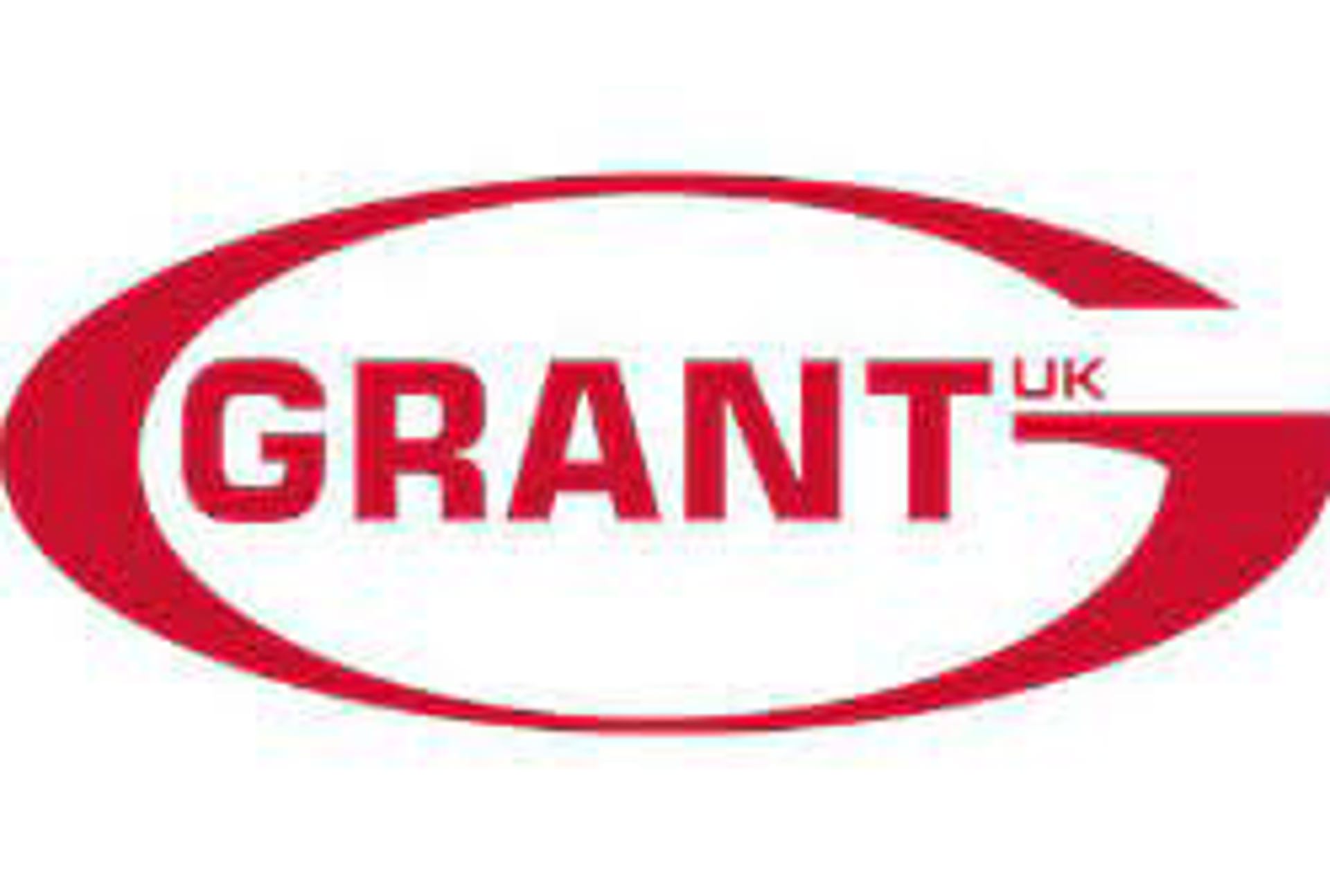 A red and white logo for Grant UK.