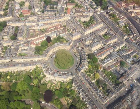 An aerial view of The Circle, Bath