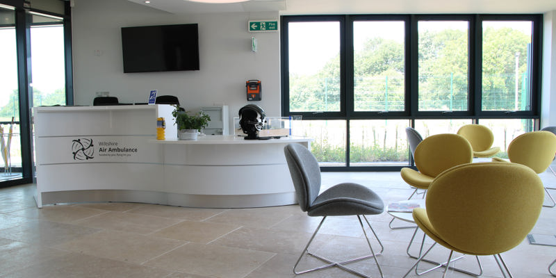 Reception area of the Wiltshire Air Ambulance airbase