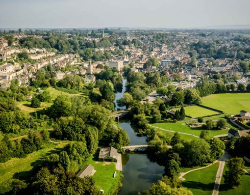 Aerial photo of Bradford on Avon
