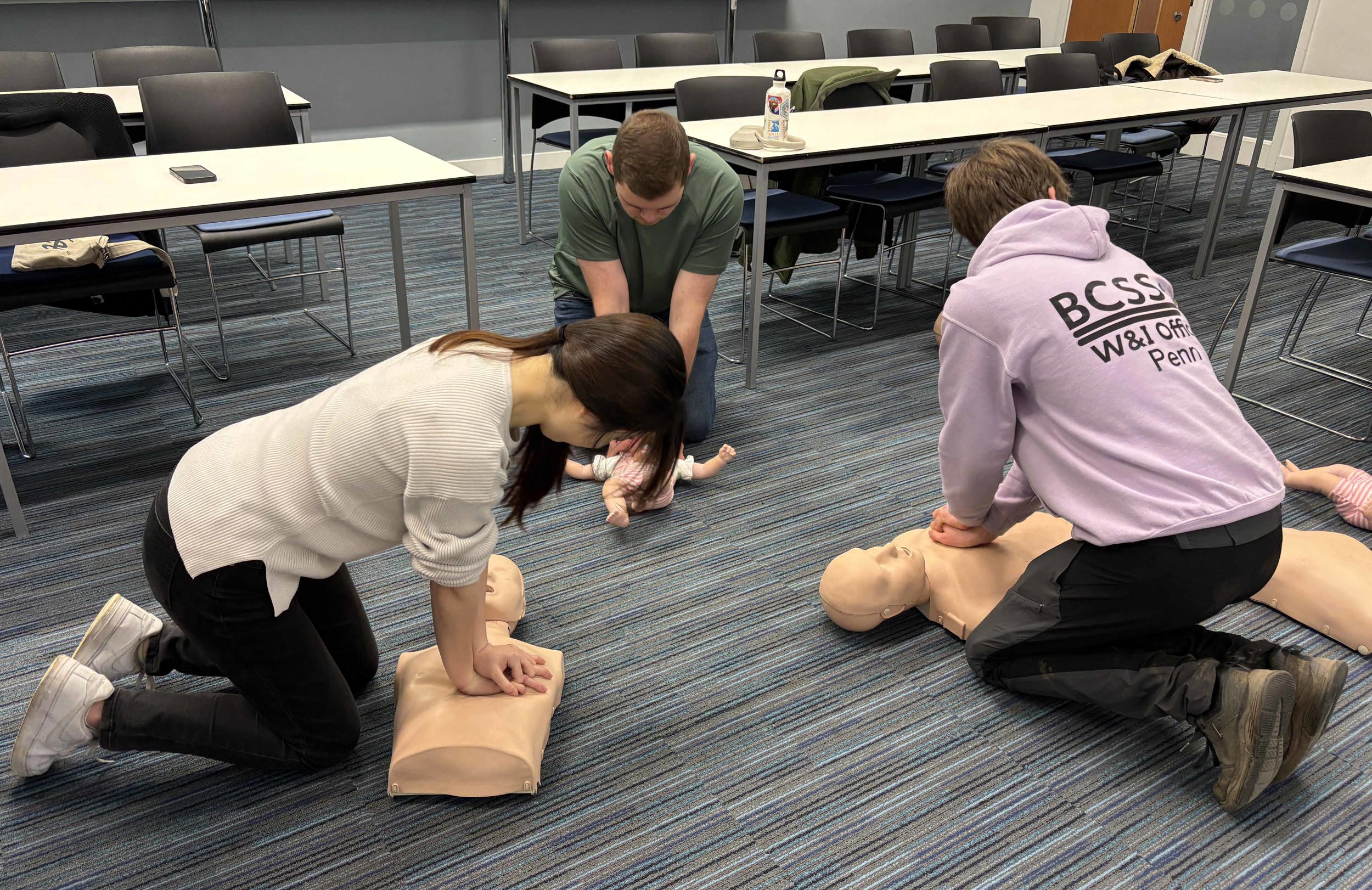 Students from University of Bath taking part in CPR training