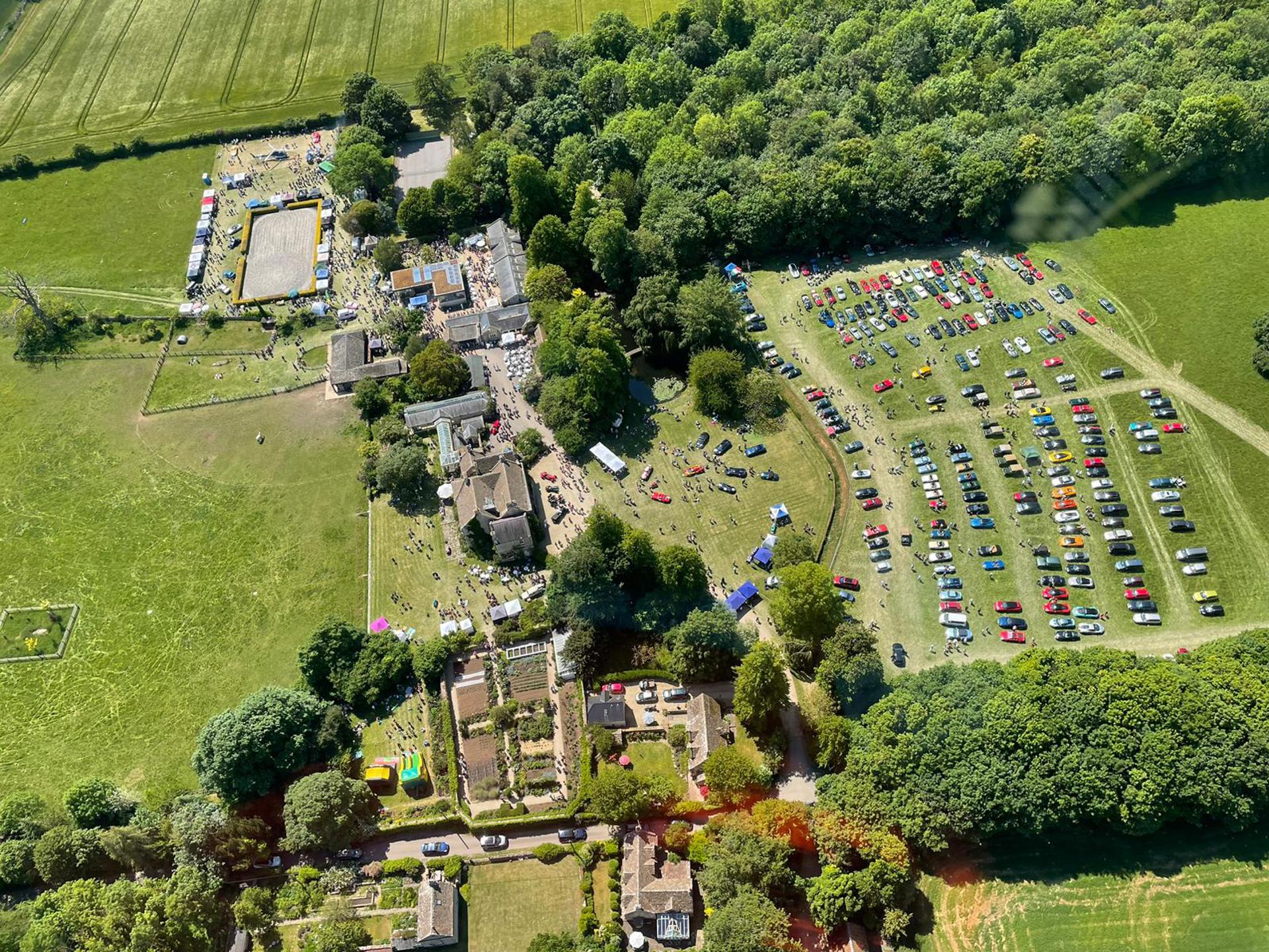 An aerial view of Middlewick House, taken from Wiltshire Air Ambulance's helicopter