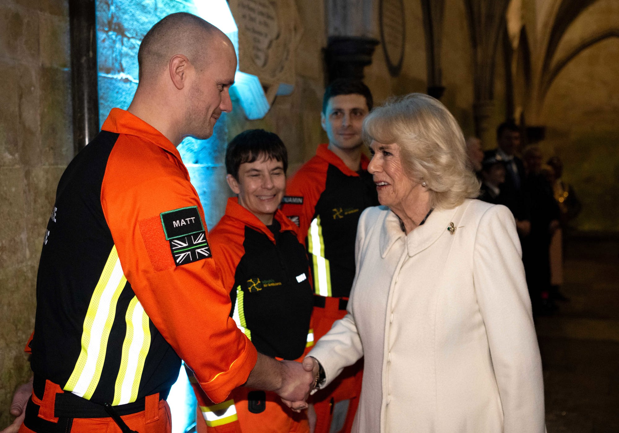 Trainee critical care paramedic Matt Metcalf meeting Her Majesty The Queen
