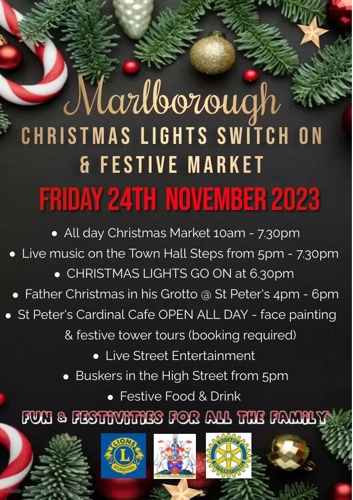 Poster for Marlborough Christmas lights switch on and festive market
